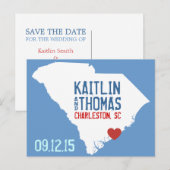 日付の保存 – カスタマイズ可能 – サウスカロライナ 案内ポストカード (正面/裏面)