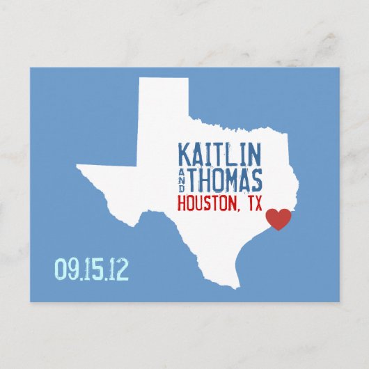 日付の保存 – カスタマイズ可能 – テキサス州 案内ポストカード (正面)