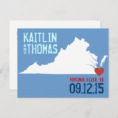 日付の保存 – カスタマイズ可能 – バージニア 案内ポストカード (正面/裏面)