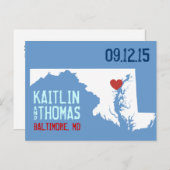 日付の保存 – カスタマイズ可能 – メリーランド 案内ポストカード (正面/裏面)