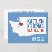 日付の保存 – カスタマイズ可能 – ワシントン セーブザデート (正面/裏面)