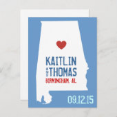 日付の保存 – カスタマイズ可能 – Alabama 案内ポストカード (正面/裏面)