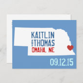 日付の保存 – カスタマイズ可能 – Nebraska 案内ポストカード (正面/裏面)