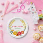 日付の保存 – カラフルフローラリース ペーパープレート (パーティー)