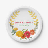 日付の保存 – カラフルフローラリース ペーパープレート (正面)