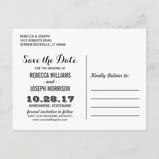 日付の保存 – グラマー金ゴールドグリッター輝き 案内ポストカード (裏面)