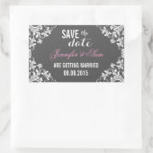 日付の保存 – グレーダマスク白いヴィンテージレース 長方形シール (バッグ)