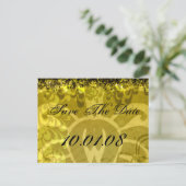 日付の保存 – ダマスク黄色と緑 案内ポストカード (スタンド正面)