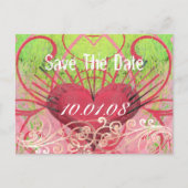 日付の保存 – ハートと渦巻き 案内ポストカード (正面)