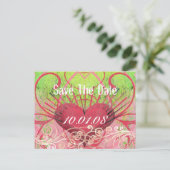 日付の保存 – ハートと渦巻き 案内ポストカード (スタンド正面)