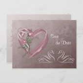 日付の保存 – ハートと白鳥。ポストカード 案内ポストカード (正面/裏面)