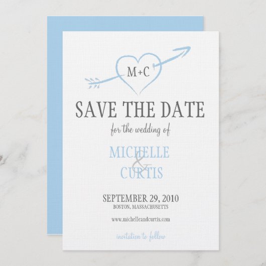 日付の保存 – ハートと矢印 セーブザデート (正面/裏面)