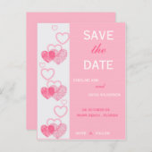 日付の保存 – ハート 案内ポストカード (正面/裏面)