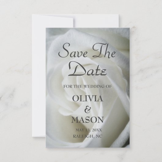 日付の保存-バラの白のテクスチャ セーブザデート (正面)