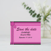 日付の保存 – （ピンクと黒） – 円/線 案内ポストカード (スタンド正面)