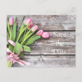 日付の保存 – ピンクのチューリップ&ウッド 案内ポストカード