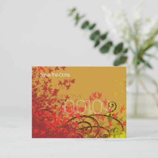 日付の保存 – ライムリーフの渦巻き –  案内ポストカード (スタンド正面)