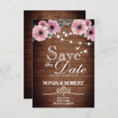 日付の保存 – ヴィンテージの木、鳩、光、花 セーブザデート (正面/裏面)