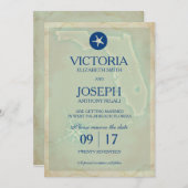 日付の保存 – ヴィンテージマップフロリダ セーブザデート (正面/裏面)