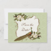 日付の保存 – ヴィンテージ孔雀&マグノリアスワール セーブザデート (正面)