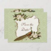 日付の保存 – ヴィンテージ孔雀&マグノリアスワール セーブザデート (正面/裏面)