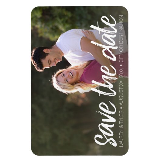 日付の保存 – 写真とつや消しモダンレタリング マグネット (縦)