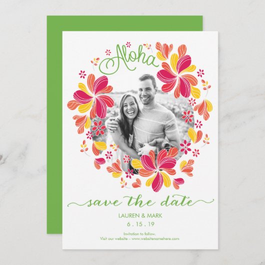 日付の保存 – 写真、トロピカル、ハワイアン、島 セーブザデート (正面/裏面)