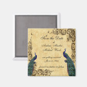 日付の保存，孔雀，磁カスタム石 マグネット (正面/裏面)