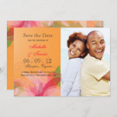 日付の保存 – 抽象芸術フローラフォト招待状 セーブザデート (正面/裏面)