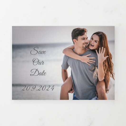 日付の保存(招待状とRSVPカード/1の2) 三つ折り案内状 (カバー)