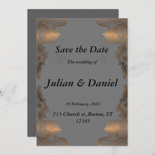 日付の保存 招待状 (正面/裏面)