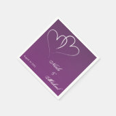 日付の保存 – 白い2つのハートが絡み合う スタンダードカクテルナプキン (角)