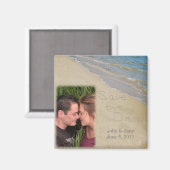 日付の保存 – 砂と水の写真カスタム写真 マグネット (正面/裏面)