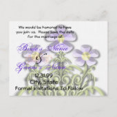 日付の保存 – 紫と黄のデイジー 案内ポストカード (裏面)