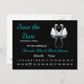 日付の保存、結婚の発表 案内ポストカード (正面/裏面)