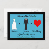 日付の保存 – 花嫁とGrooom 案内ポストカード (正面/裏面)