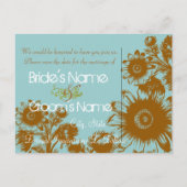 日付の保存 – 茶色の青いヴィンテージ花 案内ポストカード (裏面)