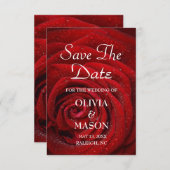 日付の保存 – 赤いローズテクスチャ セーブザデート (正面/裏面)