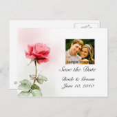 日付の保存 – 赤いローズフォトポストカード 案内ポストカード (正面/裏面)
