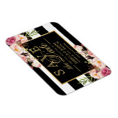 日付の保存 – 金ゴールドフローラデコールB&Wストライプオプション マグネット (右側)