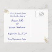 日付の保存 – -金ゴールド渦巻き旋回とダークブルー 案内ポストカード (裏面)