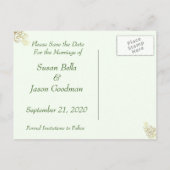 日付の保存 – -金ゴールド渦巻き旋回と濃い緑 案内ポストカード (裏面)