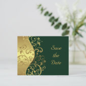 日付の保存 – -金ゴールド渦巻き旋回と濃い緑 案内ポストカード (スタンド正面)