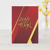 日付の保存(1 John 4:19 NKJV)赤/錆/金ゴールド カード (黄色い花)