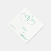 日付の保存 – 2つのハートの組み合わせミント スタンダードカクテルナプキン (角)