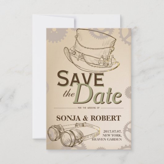 日付の保存 – Steampunk HatとGoogle セーブザデート (正面)