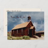 日付の保存ANY記念日パーティー古いウッドチャーチ 案内ポストカード (正面/裏面)