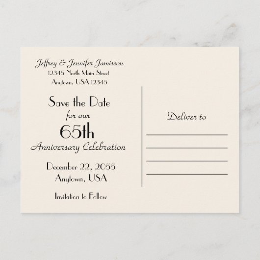 日付の保存ANY記念日パーティー古いウッドチャーチ 案内ポストカード (裏面)