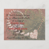 日付の保存Burgundyハート- カスタマイズ 案内ポストカード (裏面)