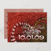 日付の保存Burgundyハート 案内ポストカード (正面/裏面)